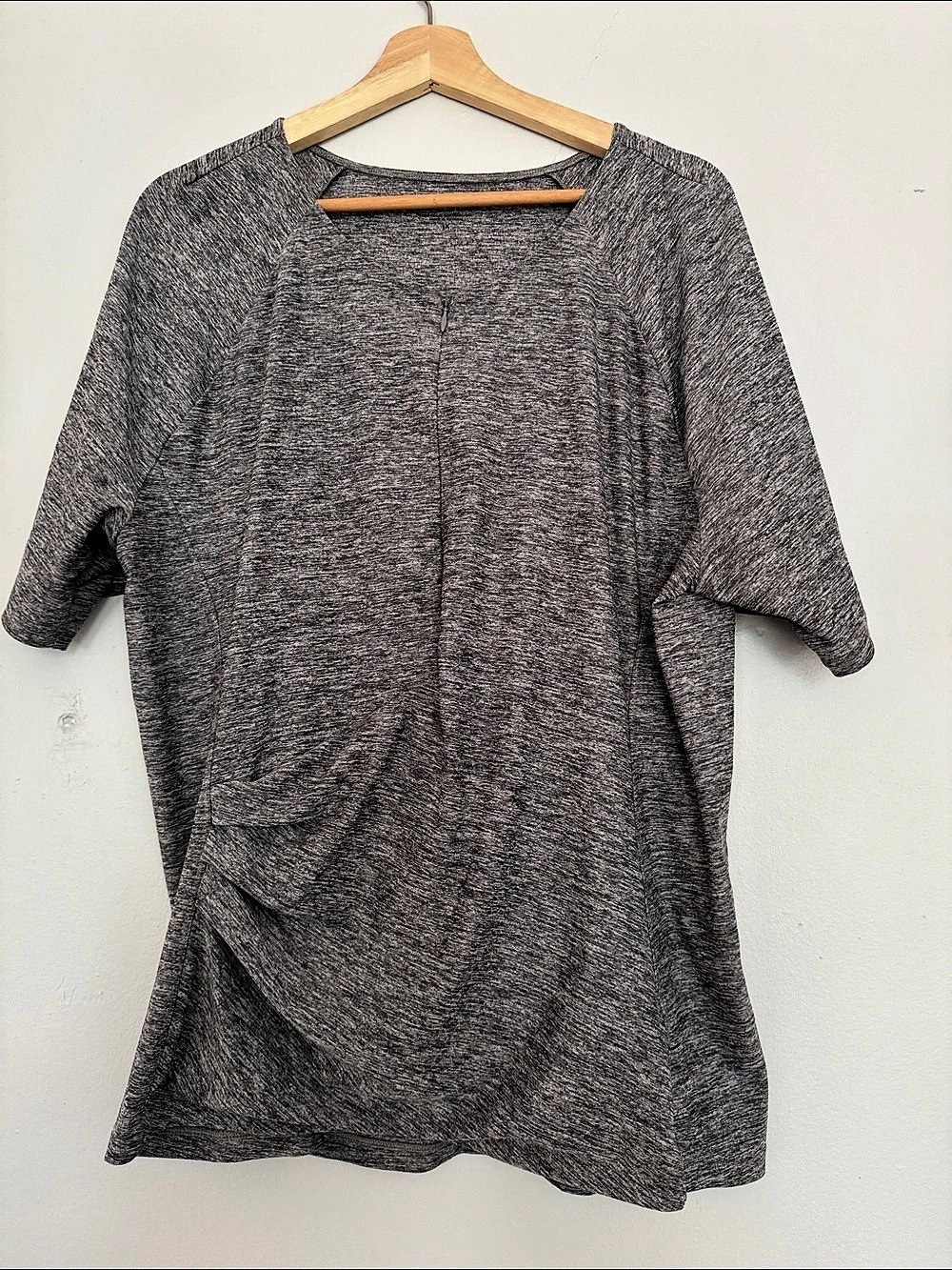 TWO Athleta Pacifica Wrap-Front Short Sleeve Tops Grey 1X